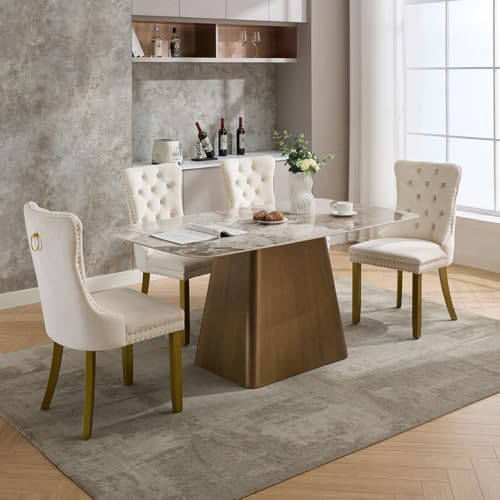 Cream Velvet Dining Chairs Set of 4 (4 Count (Chairs))