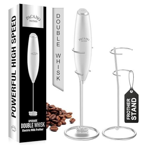 Powerful Milk Frother with Stand with Double Whisk