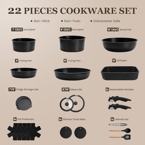 22 Pack Nonstick Pots and Pans Set