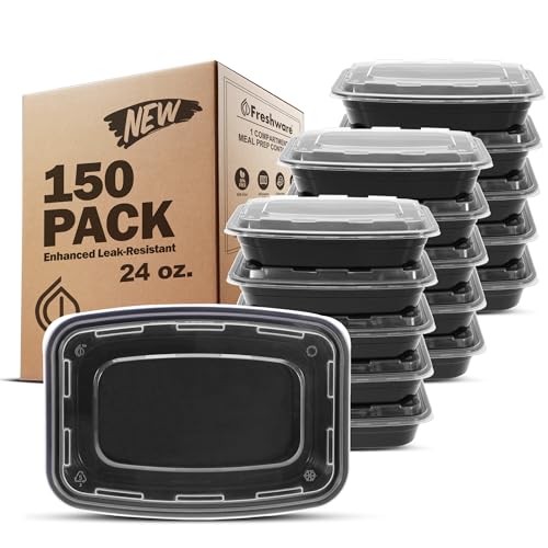 Meal Prep Containers [150 Pack] 1 Compartment Food Storage Containers with Lids (150 Count)