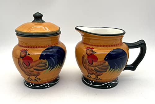 Rooster Creamer and Sugar Bowl Set