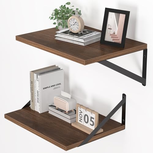 16W x 12D Deep Floating Shelves Set of 2 Walnut (2 Count)