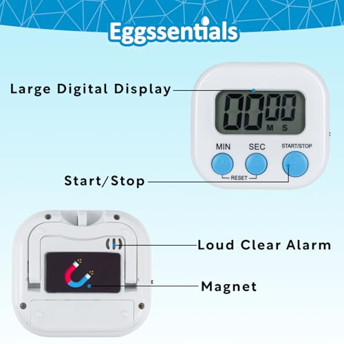 Pack of 4 Kitchen Timer with Big Digital Numbers and Loud Alarm