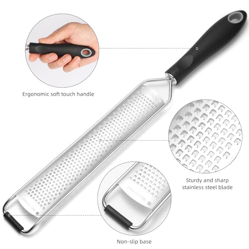 Lemon Zester and Cheese Grater with Protective Cover and Cleaning Brush