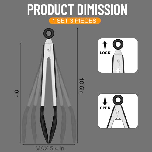 Silicone Serving Tongs for Cooking 9 (3 Count)