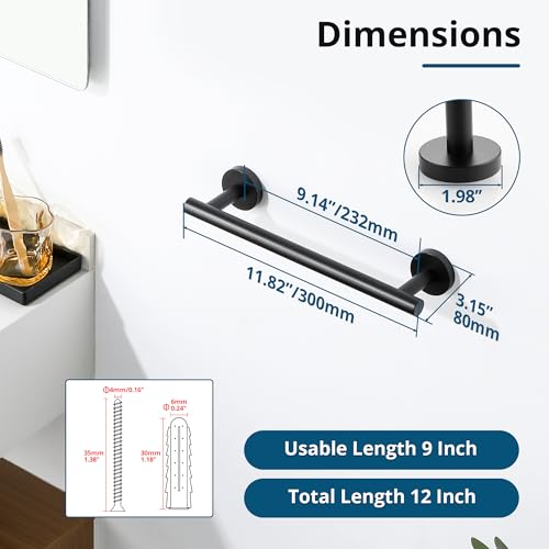 Matte Black Hand Towel Holder for Bathroom Wall