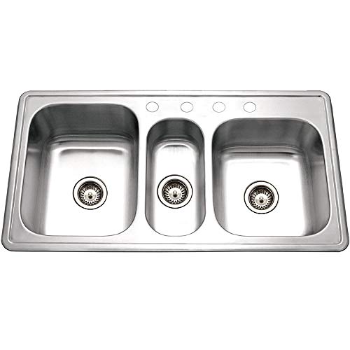 41" Stainless Steel Topmount Triple Bowl Kitchen Sink