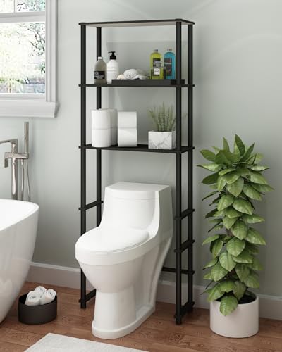 Turn-N-Tube with 3 Shelves Toilet Space Saver, Espresso/Black