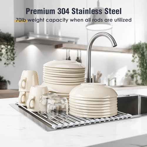 Roll Up Dish Drying Rack Over Sink