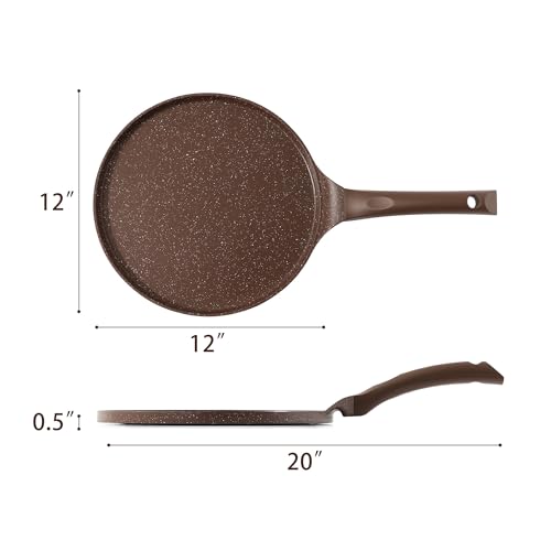 12 Inch Nonstick Crepe Pan Granite Coating Pancake Pan Brown