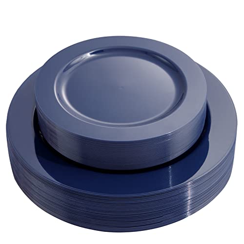 60PCS Blue Plastic Plates (30 Count)
