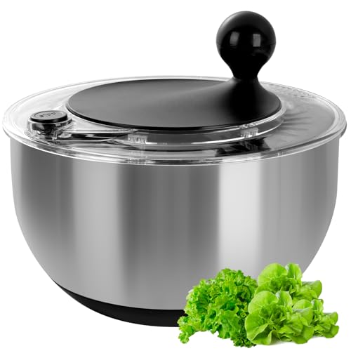 5.3Qt Stainless Steel Salad Spinner with Instant Stop Button