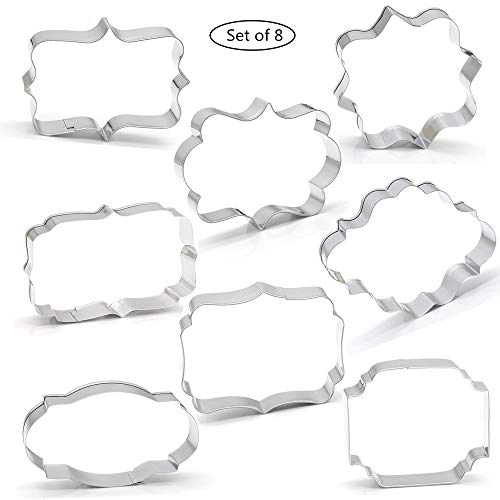 Fancy Plaque Frame Shaped Cookie Cutters Set Stainless Steel 8Pcs (8 Count)