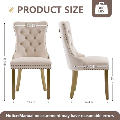 Beige Velvet Dining Chairs Set of 6 (6 Count)