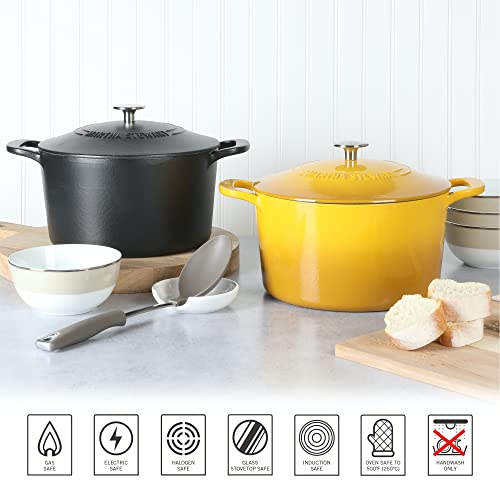 Gatwick 7 Quart Enamel Cast Iron Dutch Oven Pot with Lid
