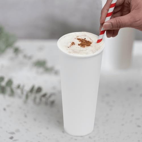 24 oz Paper Hot Coffee Cups [500 ct] White Disposable Cup for Hot (500 Count)