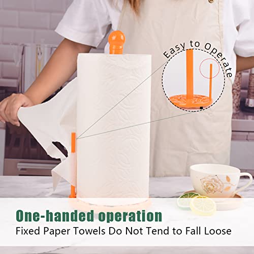 Orange Cast Iron Paper Towel Holder for Kitchen Countertop