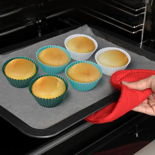 Silicone Baking Cupcake Cups Muffin Liners Nostick Cake Molds Bento Lunch Box Dividers (12 Count)
