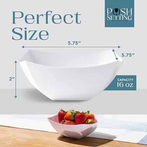 4 Pack Disposable White Plastic Serving Bowls Square Party Candy Use 16oz (4 Count)