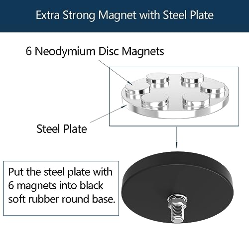 Heavy Duty Magnetic Hooks with 2.60" D Round Base (2 Count)