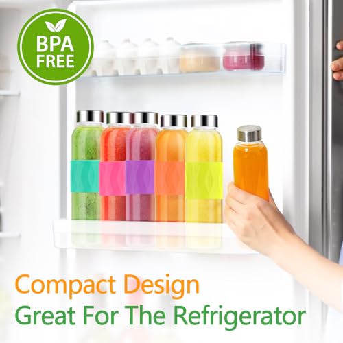 18oz Glass Juice Bottles with Stainless Steel Lid Leak Proof 12 Pack (12 Count)