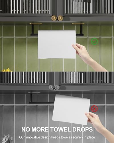 Paper Towel Holder Under Cabinet Self Adhesive Black & Gold
