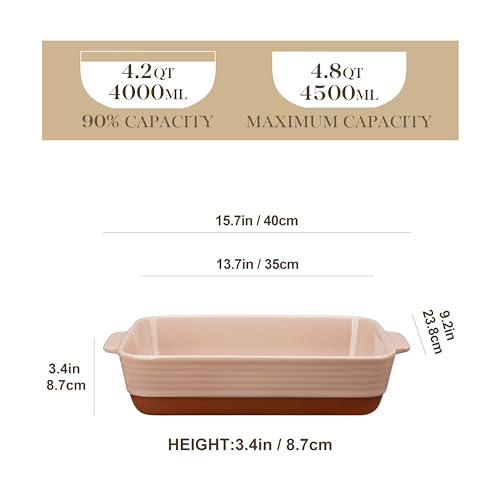 Large 9x13 Ceramic Baking Dish with Handles