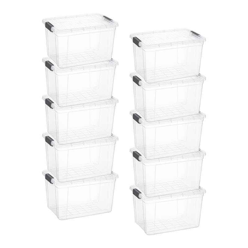 14.7 Quart Clear Plastic Storage Boxes with Lids (10 Count)