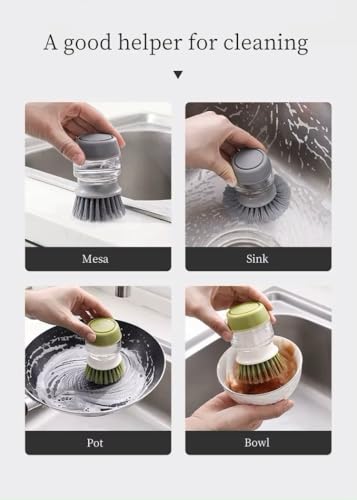 Soap Dispenser Palm Dish Brush with Storage Bracket