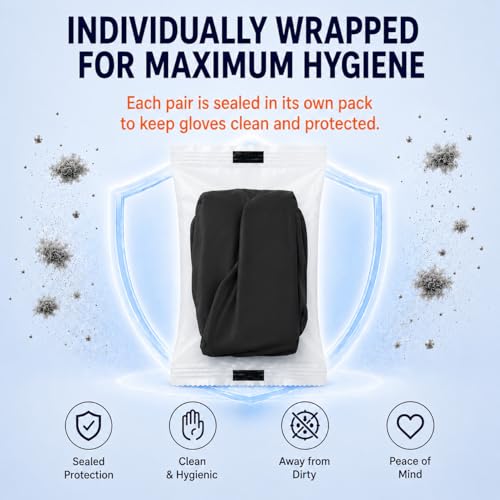 Individually Wrapped Black Disposable Nitrile Gloves (80 Count)