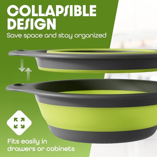 Large Collapsible Colander with Self Draining Base