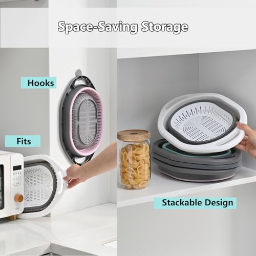 2 Pack Collapsible Silicone Colander Strainer