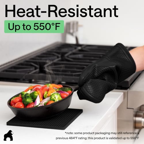BPA Free Silicone Oven Mitts and Pot Holders Set (4 Count)