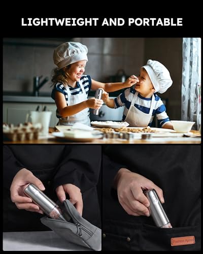 Mini Electric Salt and Pepper Grinder Set with Wood Base (2 Count)