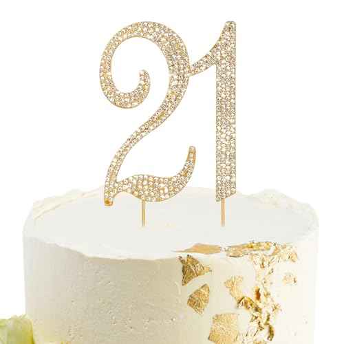 Gold 21st Birthday Cake Topper Rhinestones Cake Decorations