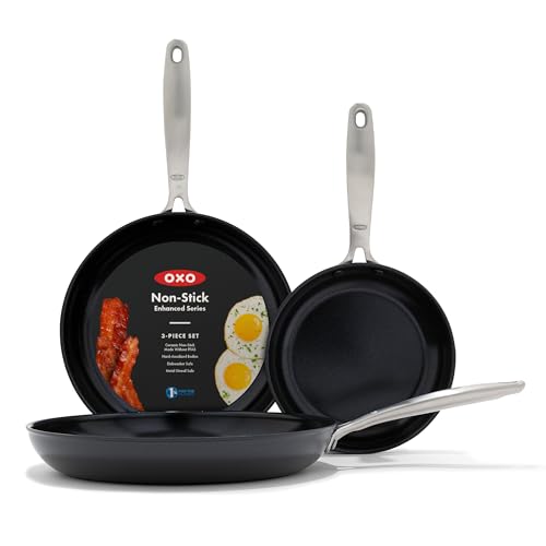 Enhanced 8" 10" and 12" 3 Piece Frying Pan Skillet Set