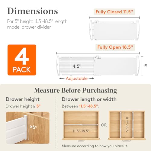 5" Tall Drawer Dividers (4 Count)