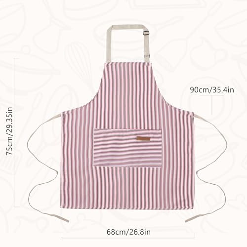 2 Pack Cooking Aprons Adjustable Bib Apron for Women with 2 Pockets (2 Count)