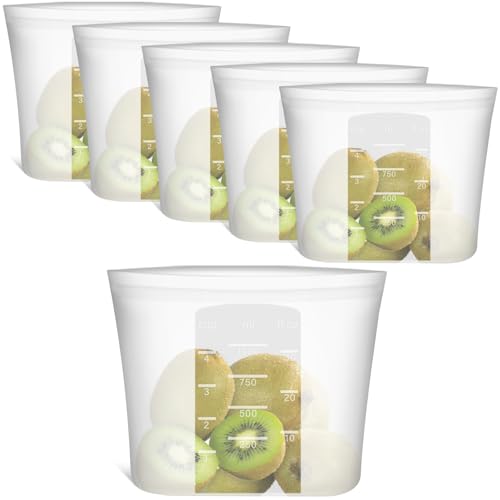 100% Silicone Reusable Storage Bag Quart Size (6 Count)