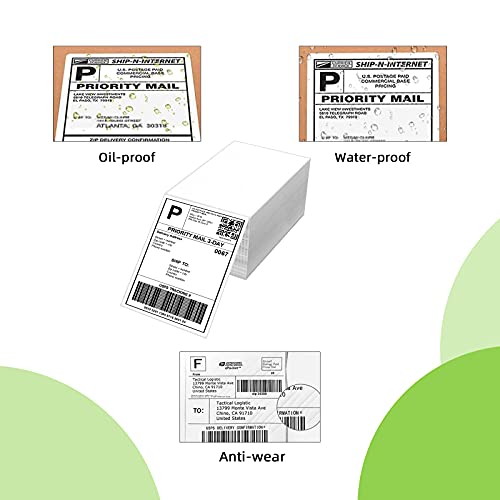 4" x 6" Fanfold Direct Thermal Labels for White Mailing Address Postage Shipping Commercial Grade Compatible with Zebra & Rollo & MUNBYN Label Printer (2000 Count)