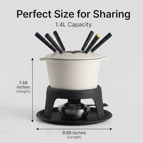 Cast Iron Fondue Pot Set for Chocolate Cheese