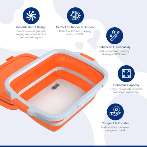 2 Pack XL Collapsible BBQ Prep Tub with Built (2 Count)