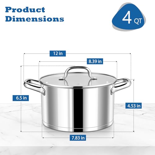4 Quarts Stock Pot with Lid