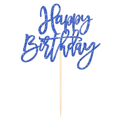 1 PCS Glitter Happy Birthday Cake Topper for Celebrating Anniversary Theme Party Cake Decorations Supplies Dark Blue