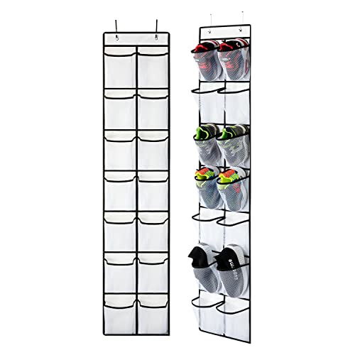 2 Pack White 14 Pockets Over the Door Shoe Organizer (2 Count)