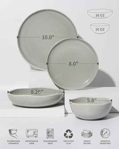 24 Pieces Dinnerware Set for 6 with Pasta Bowls