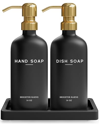 Luxury Glass Hand and Dish Soap Dispenser Set by Brighter Barns