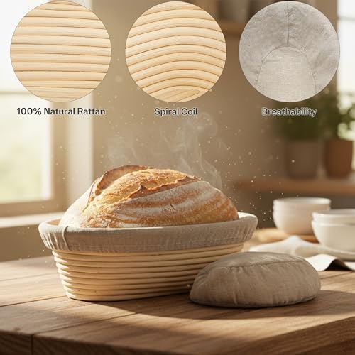2 Pack Oval Banneton Proofing Basket Set (2 Count)