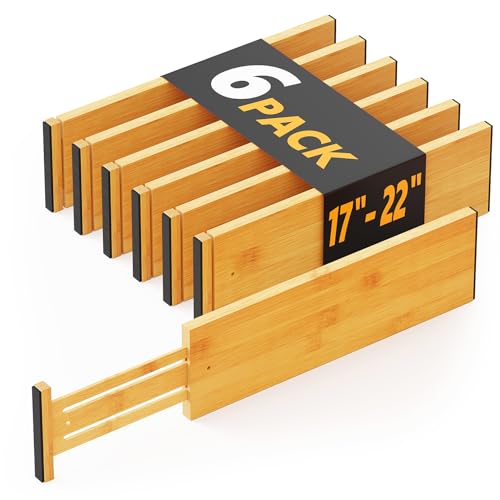 Bamboo Dresser Drawer Dividers 6 Pack (6 Count)