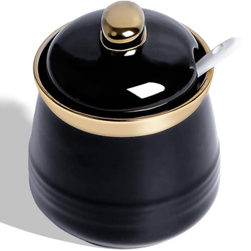 12oz Ceramic Sugar Bowl with Lid and Spoon